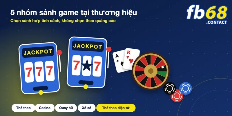 FB68: Cập nhật đường link truy cập chính thức T10/2026 39 5 nhóm sảnh game tại FB68: thể thao, casino, quay hũ, xổ số và thể thao điện tử