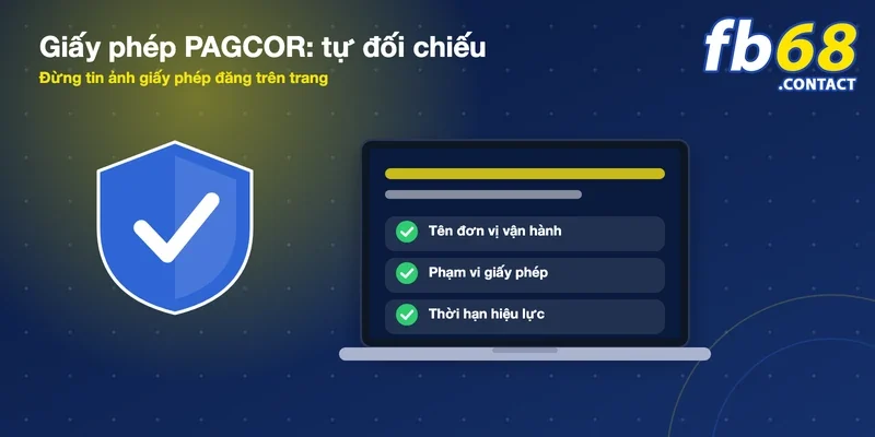 FB68: Cập nhật đường link truy cập chính thức T10/2026 41 Khiên bảo mật và danh sách đối chiếu giấy phép PAGCOR của FB68: đơn vị vận hành, phạm vi, thời hạn